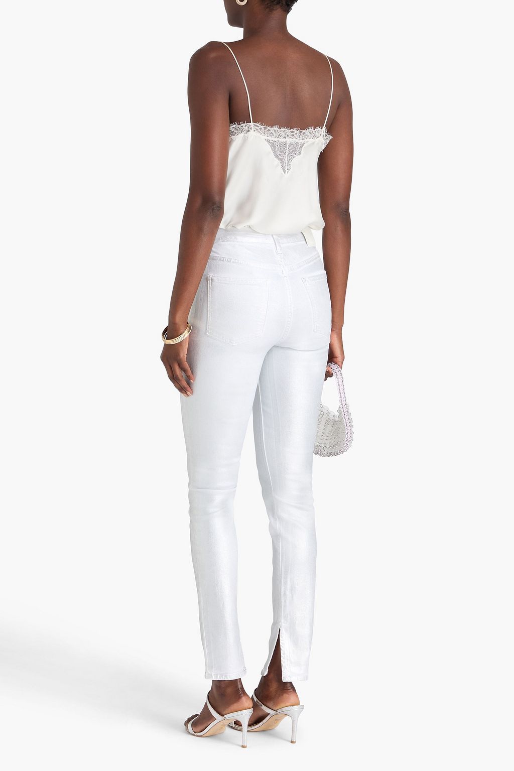 SIMKHAI Rae hoch sitzende Skinny Jeans mit Metallic-Effekt