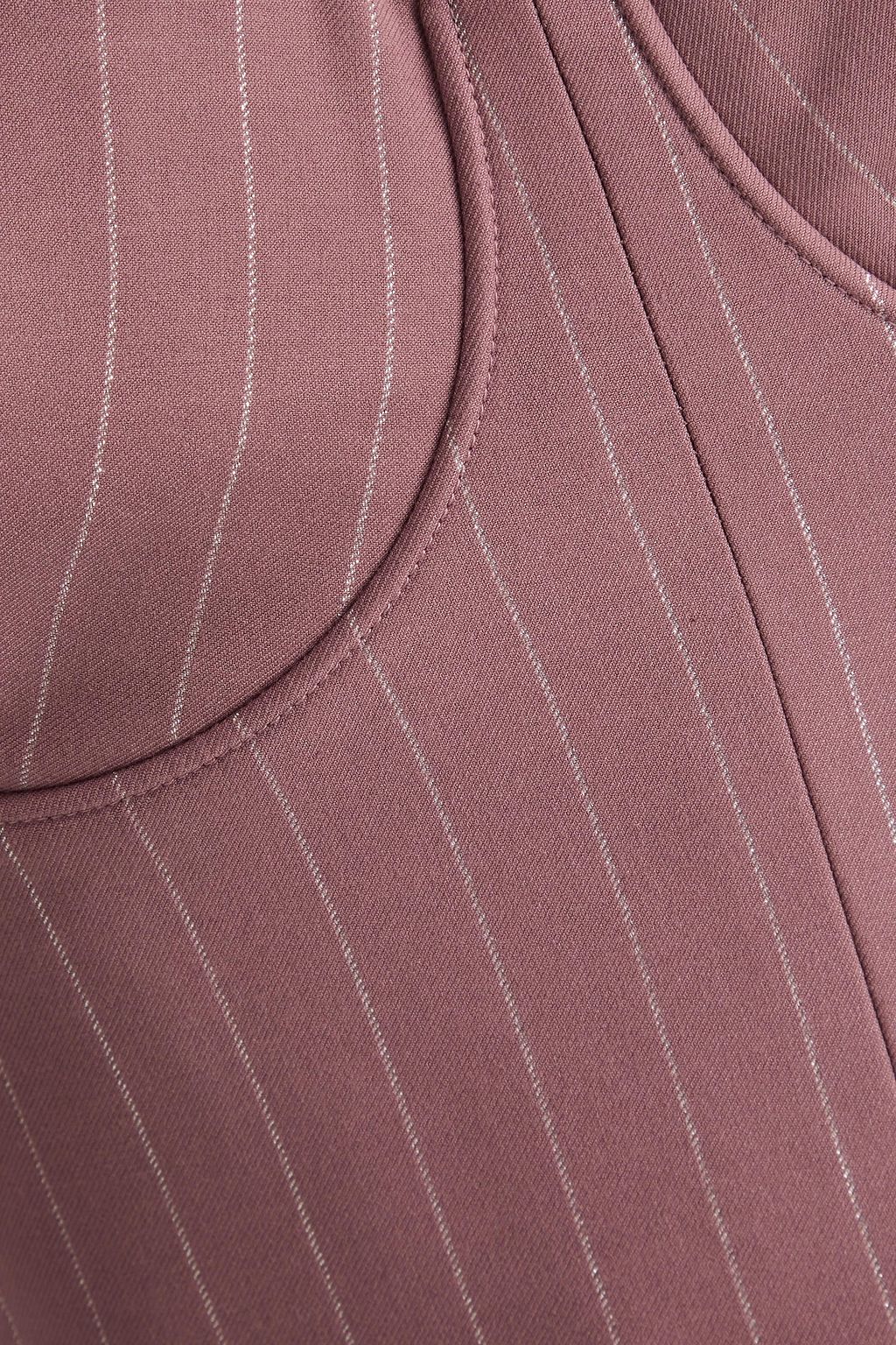 ALEX PERRY بلوزة قصيرة بدون حمالات من التويل بتصميم مقلّم