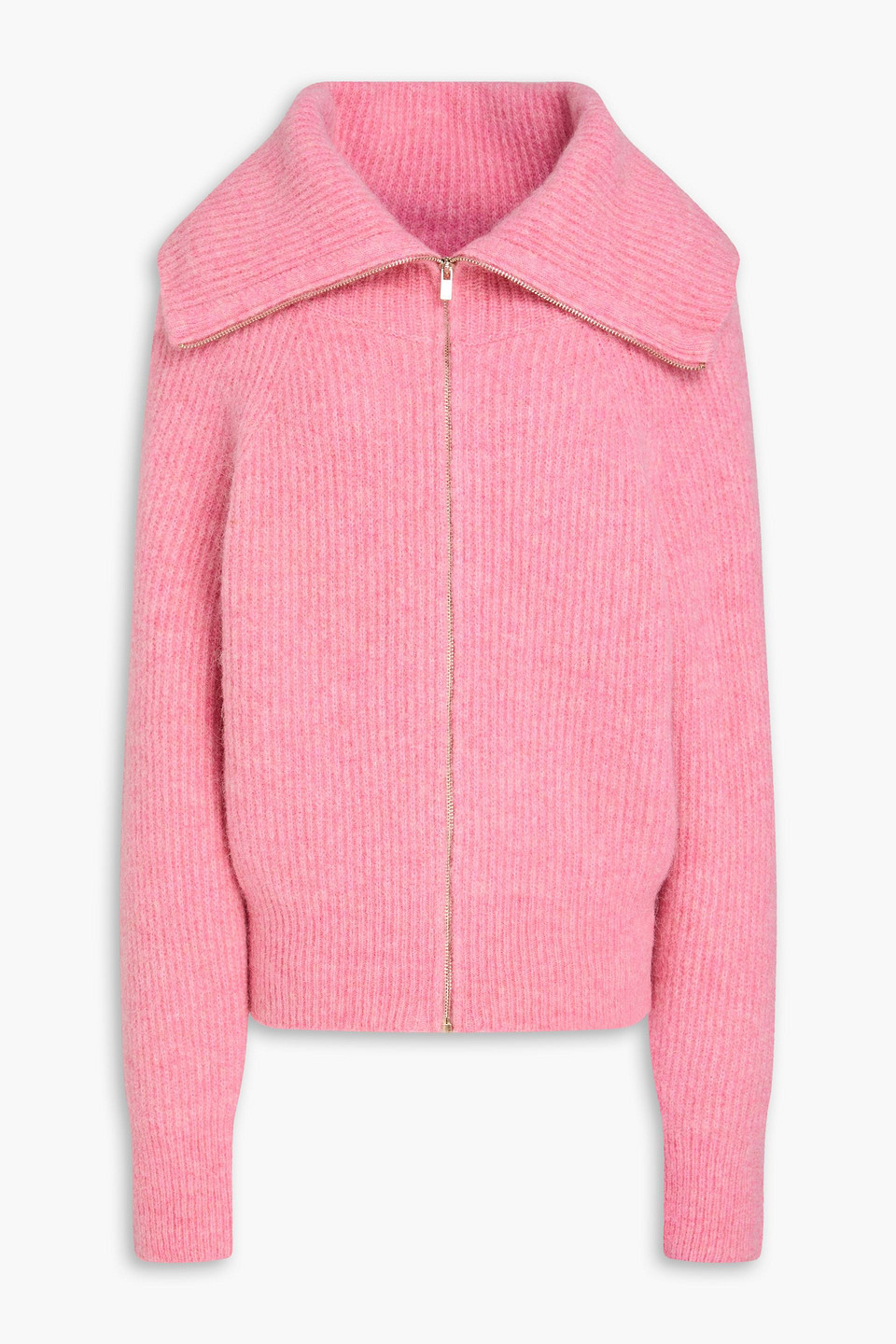 Maje Ribbed-knit Cardigan In Pink