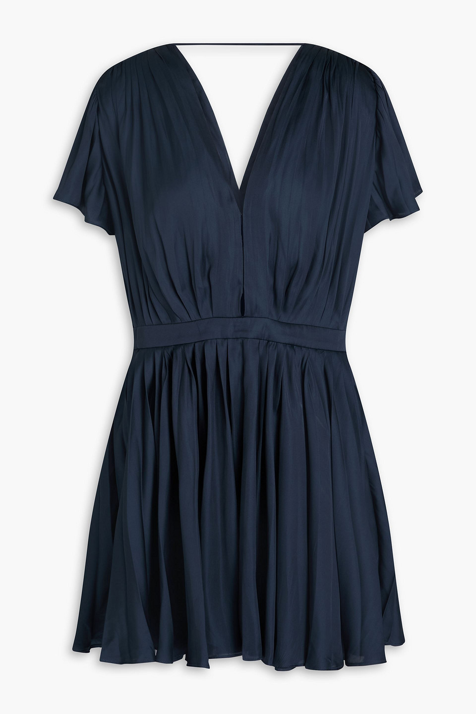 maje - pleated satin mini dress - blue - fr 36