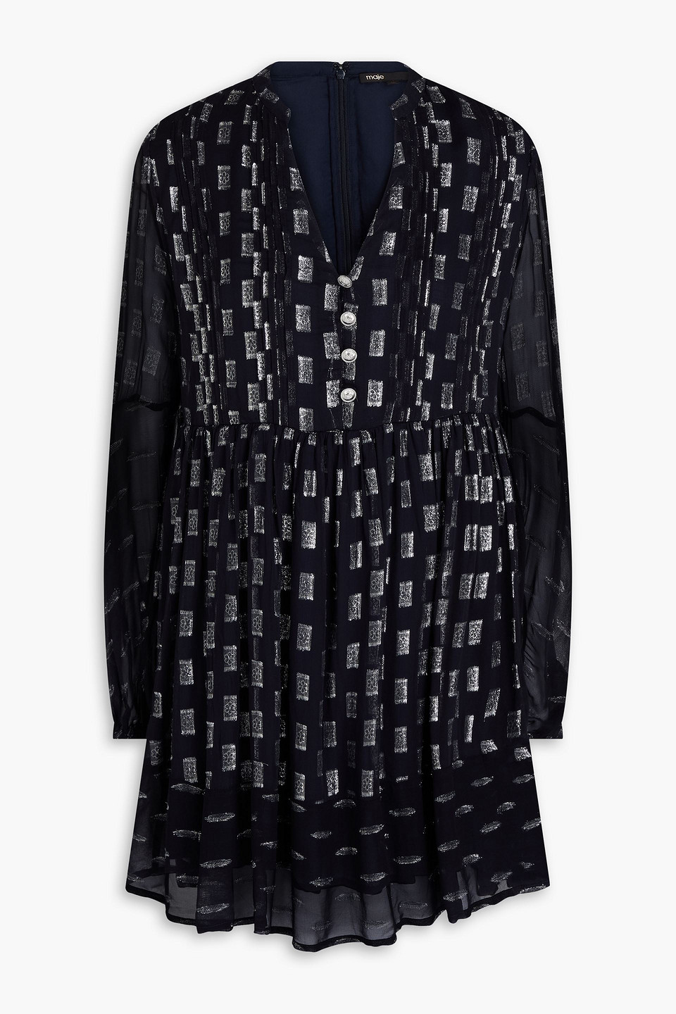 maje - metallic fil coupé mini dress - blue - fr 36