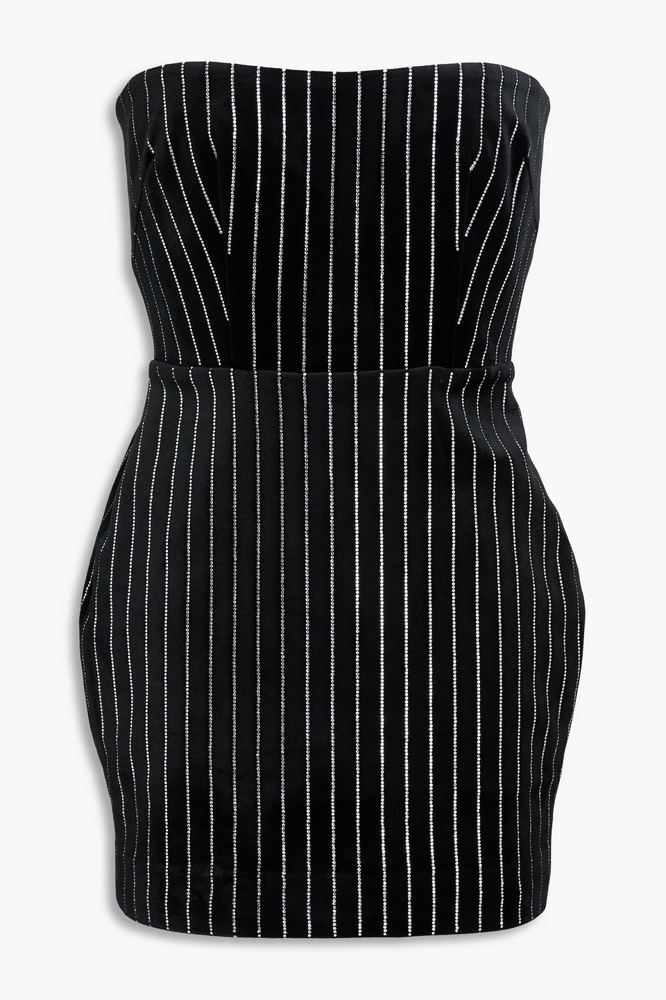Alex Perry Strapless Crystal-embellished Velvet Mini Dress In Black