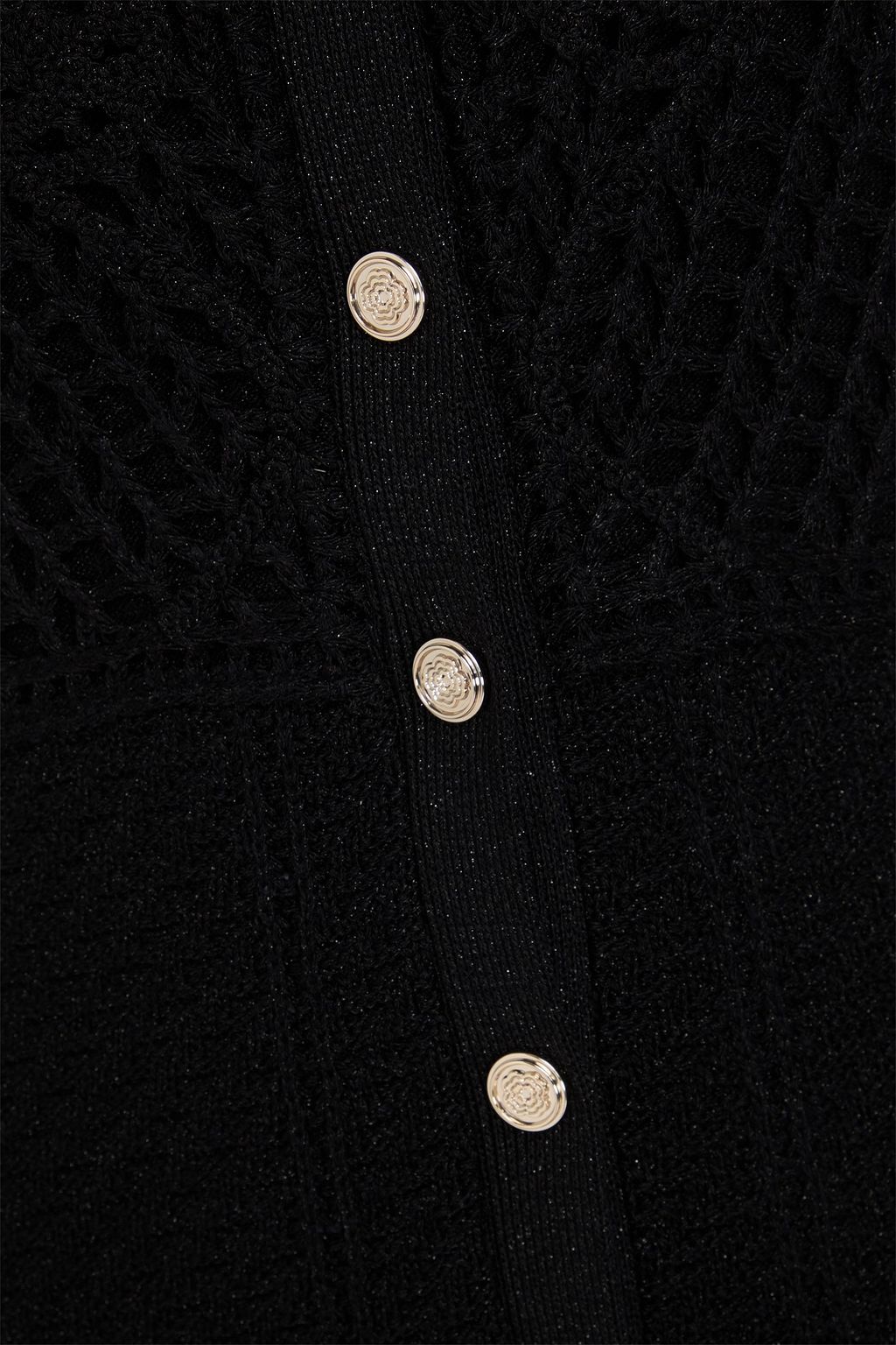 MAJE Midi-Strickkleid mit Metallic-Effekt in Häkeloptik
