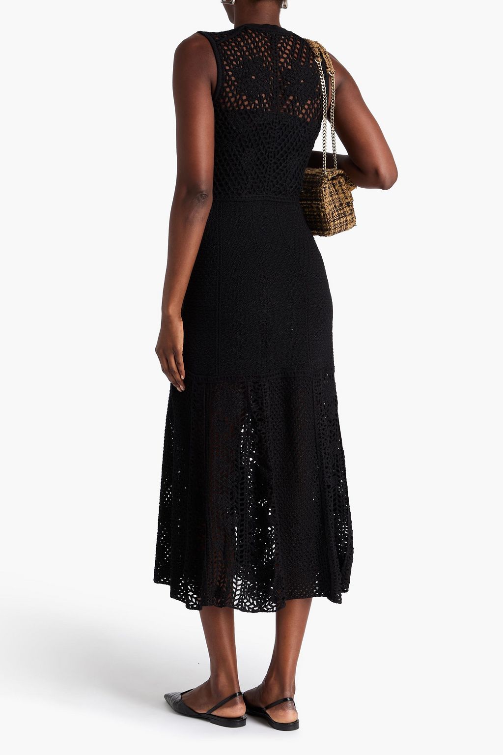 MAJE Midi-Strickkleid mit Metallic-Effekt in Häkeloptik