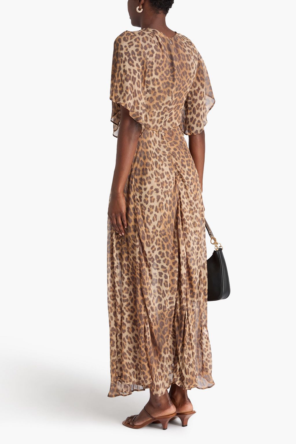 MAJE Maxikleid aus Krepon mit Leopardenprint