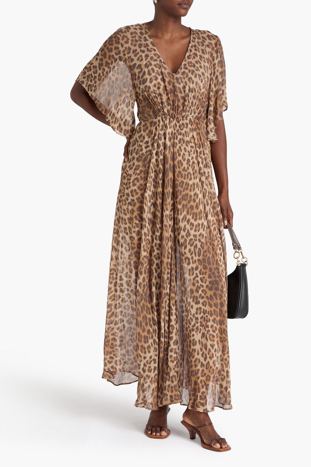 MAJE Maxikleid aus Krepon mit Leopardenprint