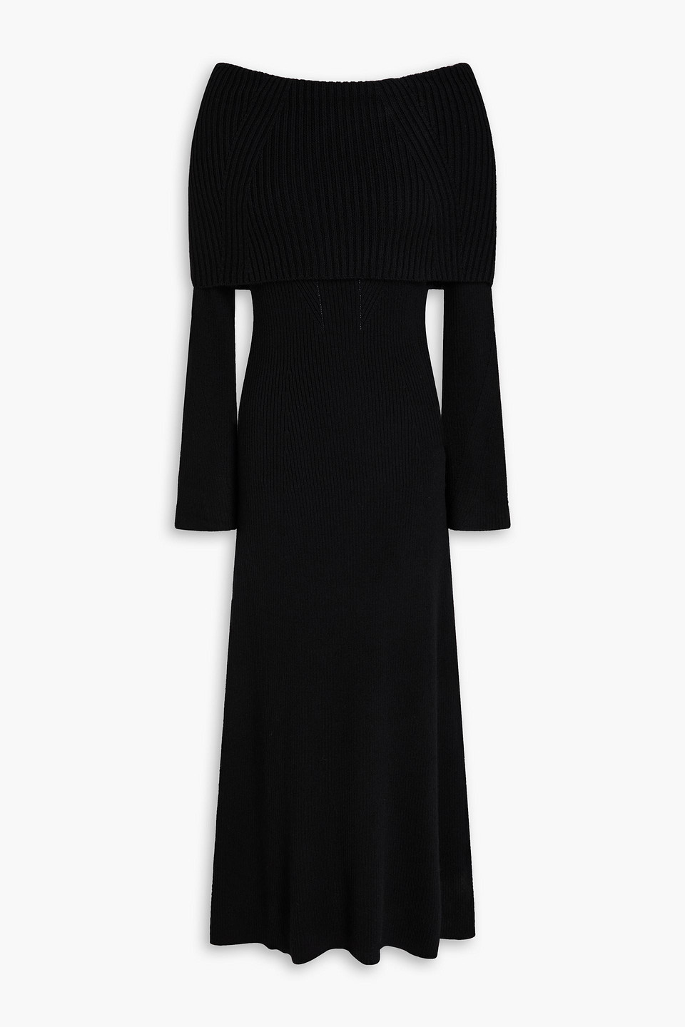 Maje Ribbed-knit Midi Dress In Black