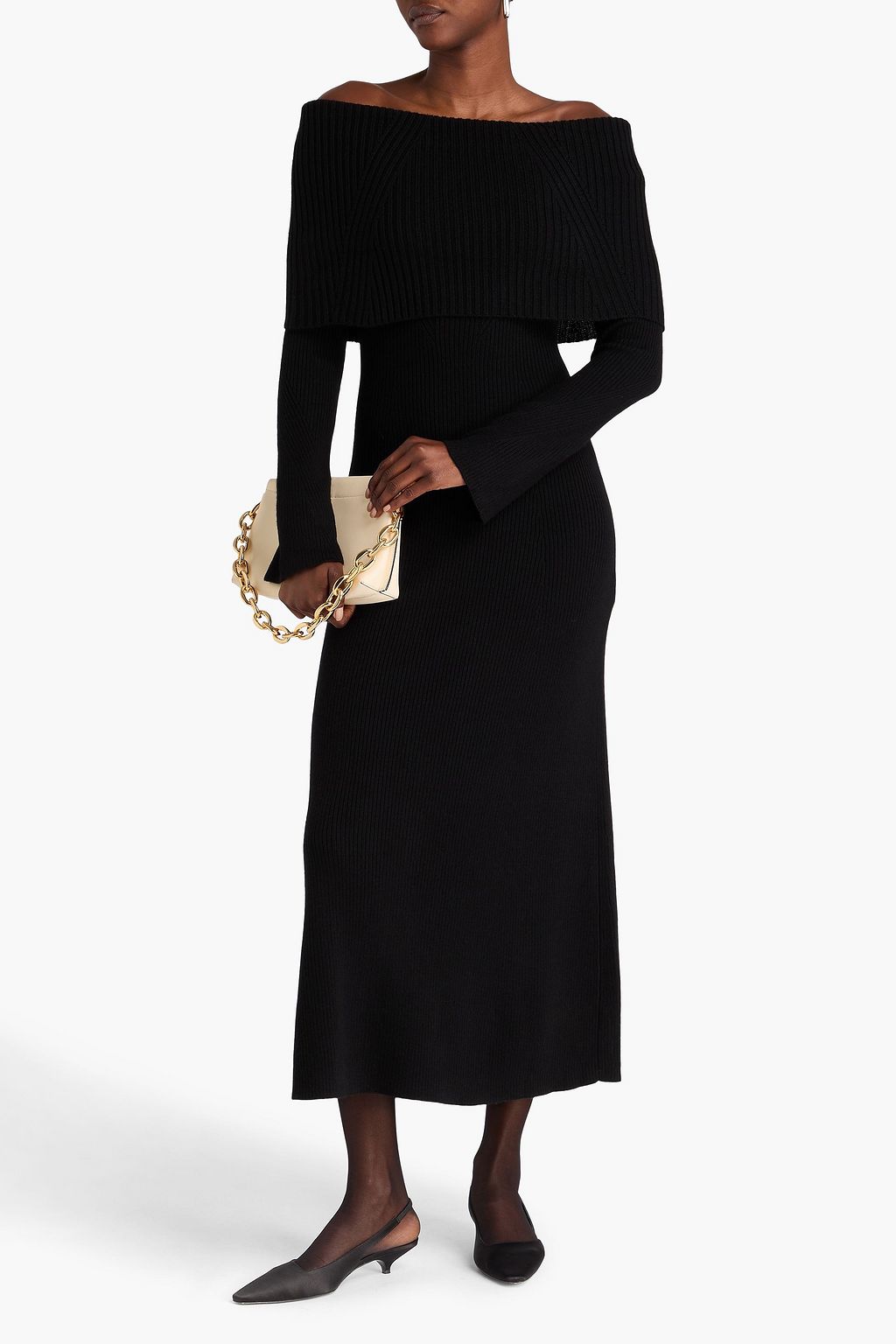 MAJE Ribbed-knit midi dress