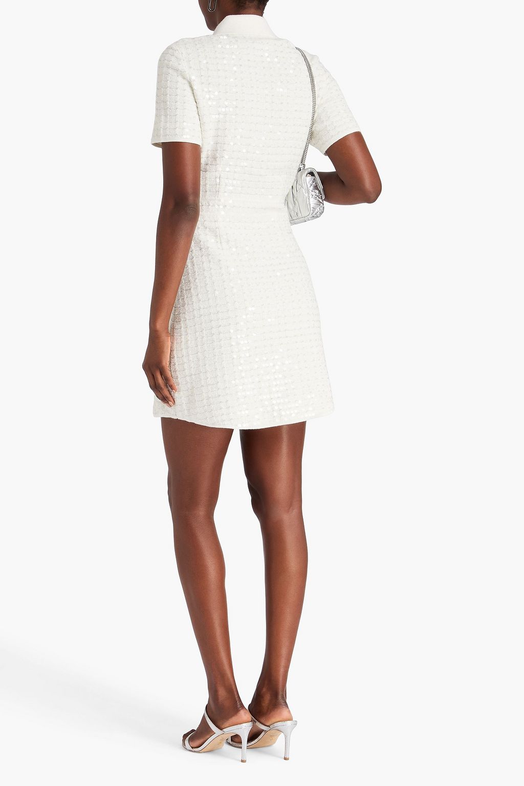 MAJE Sequin-embellished bouclé-knit mini dress