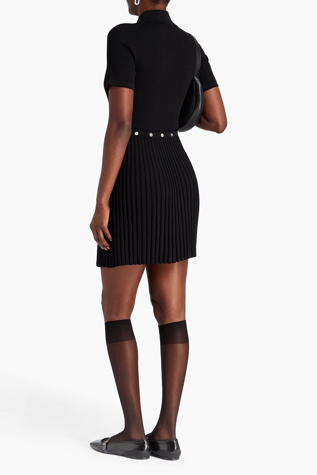 MAJE Embellished ribbed-knit mini dress