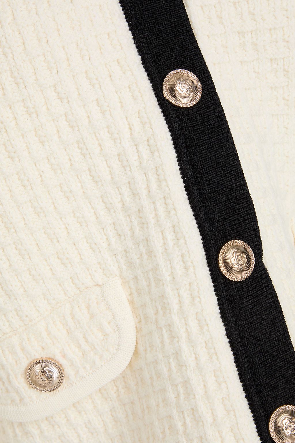 MAJE Two-tone crochet-knit cotton-blend cardigan