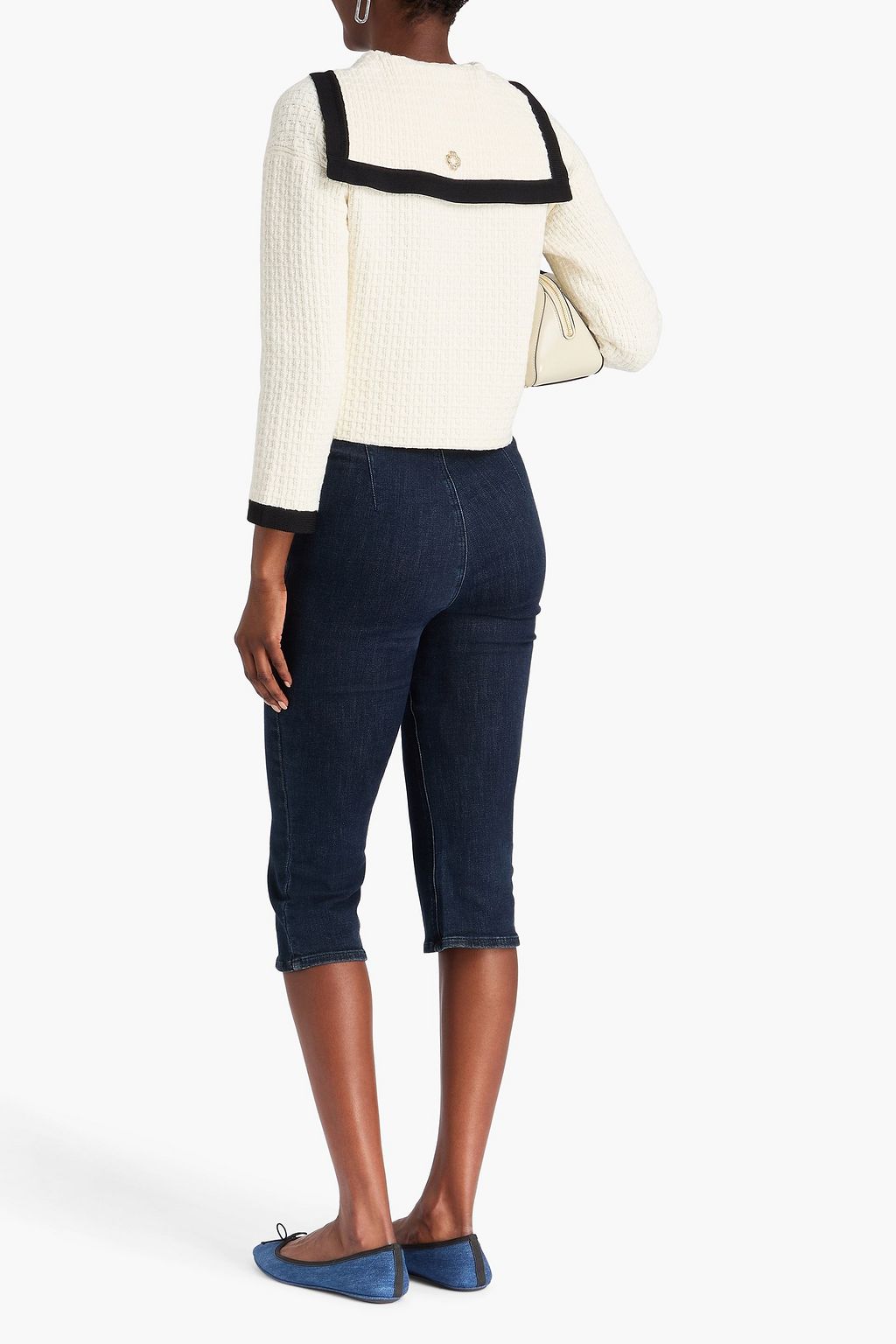 MAJE Two-tone crochet-knit cotton-blend cardigan