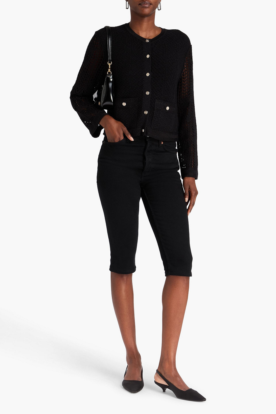  Maje - Cardigan Aus Häkelstrick In Metallic-optik - Schwarz - 0 