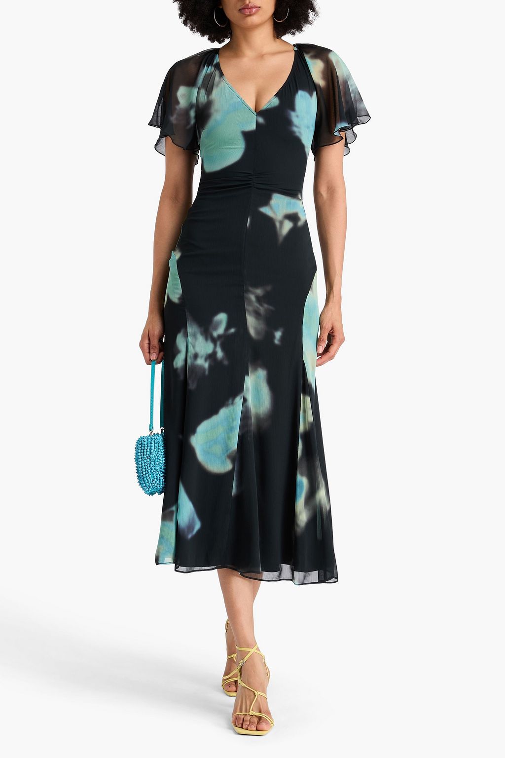 ROTATE BIRGER CHRISTENSEN 프린트 시폰 미디 드레스