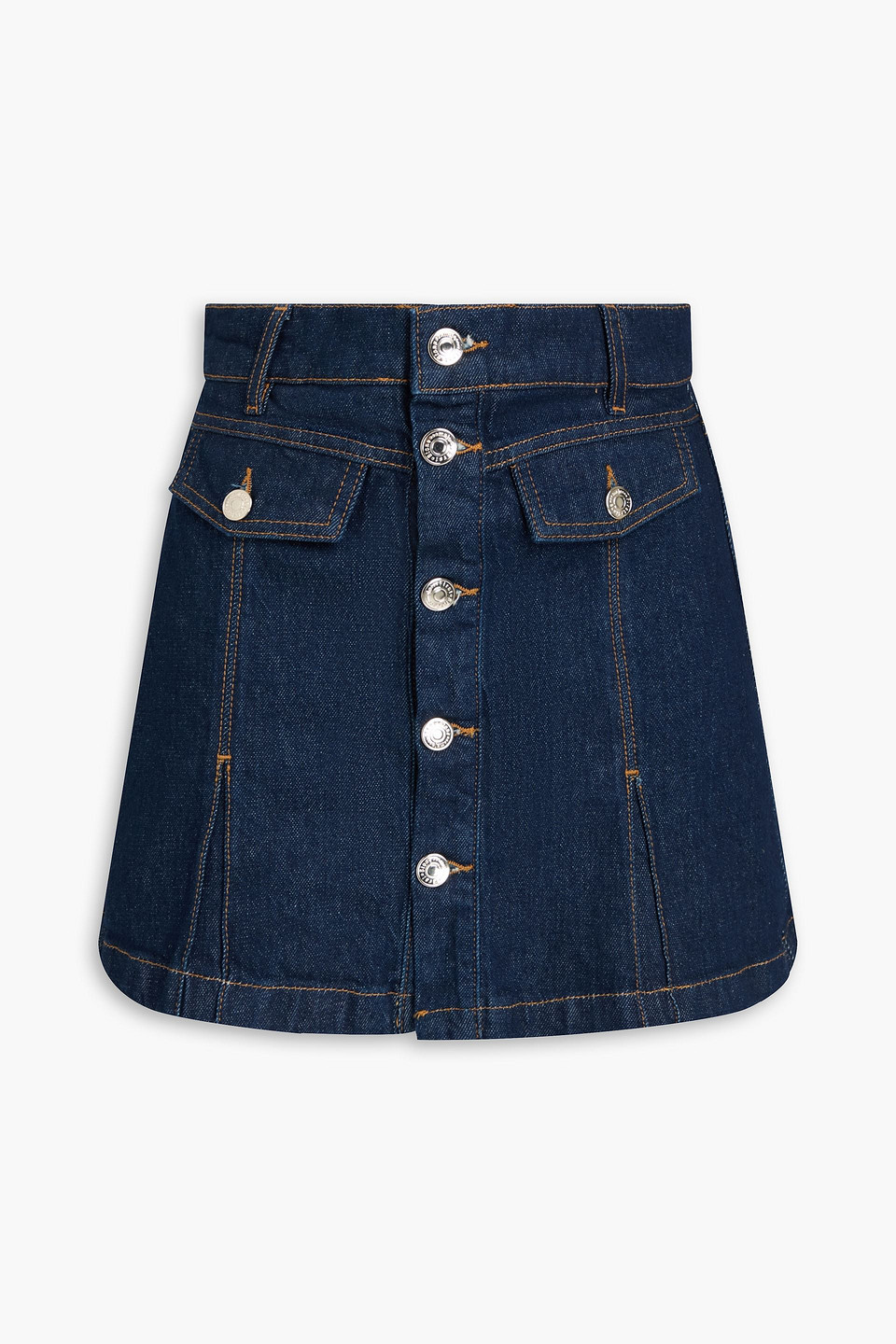 Maje Skirt-effect Denim Shorts In Blue