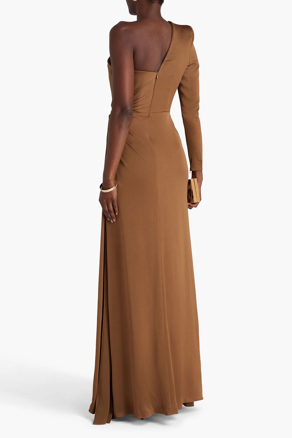 ALEX PERRY One-sleeve twisted satin-crepe gown