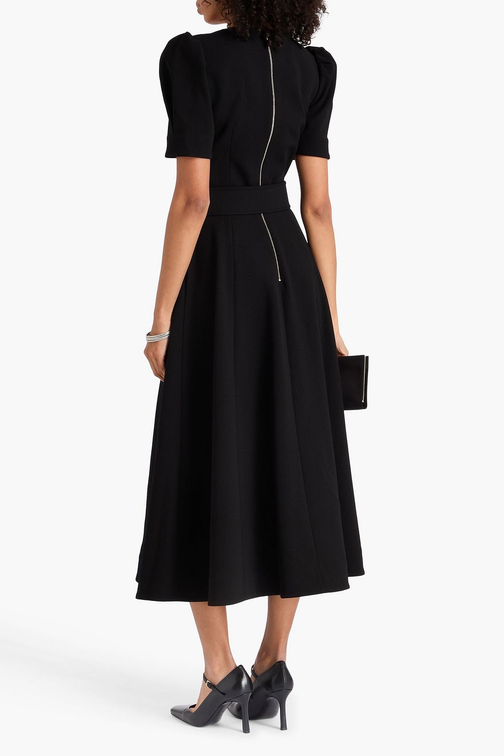 REBECCA VALLANCE Ella belted pleated crepe midi dress
