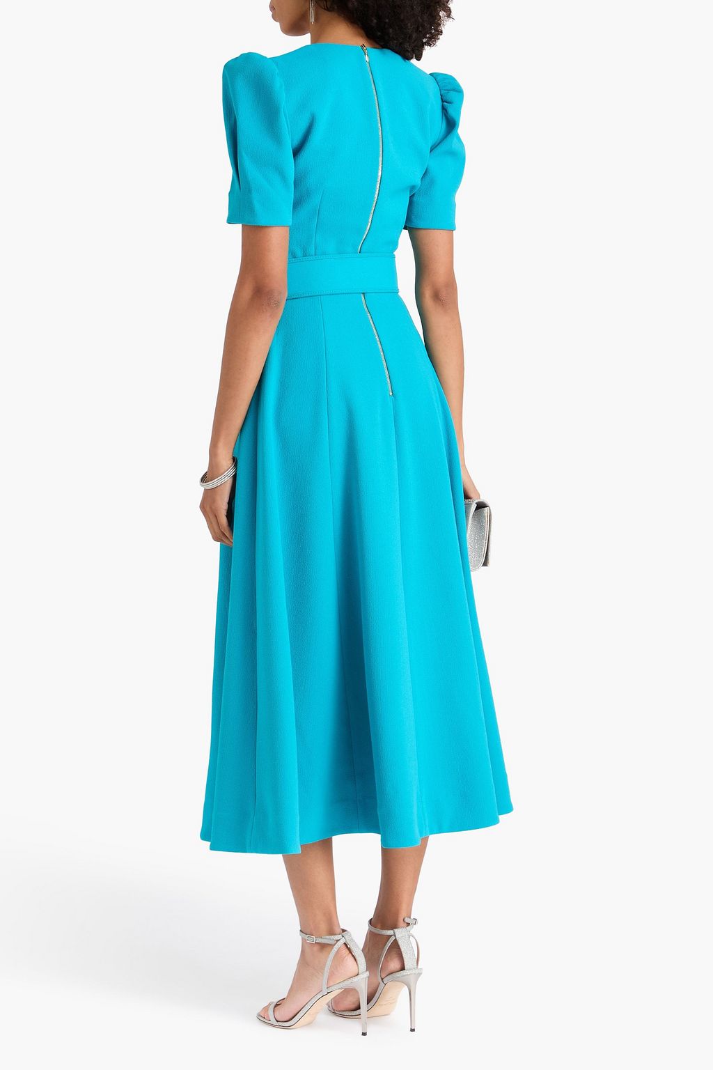 REBECCA VALLANCE Ella belted pleated crepe midi dress