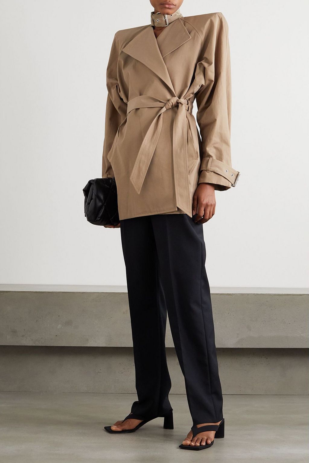 BALENCIAGA Belted cotton-blend twill coat