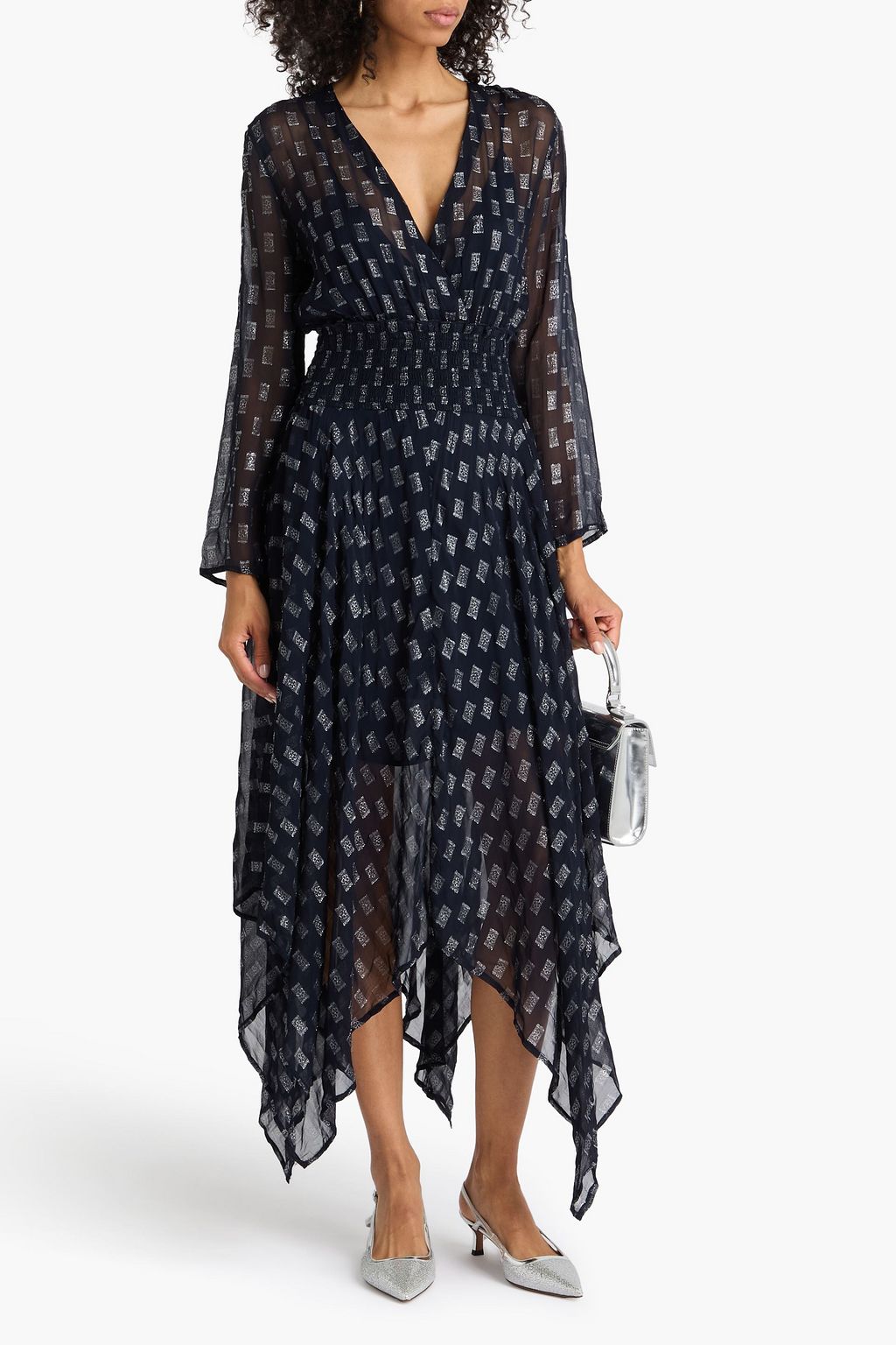 MAJE Metallic fil coupé midi dress