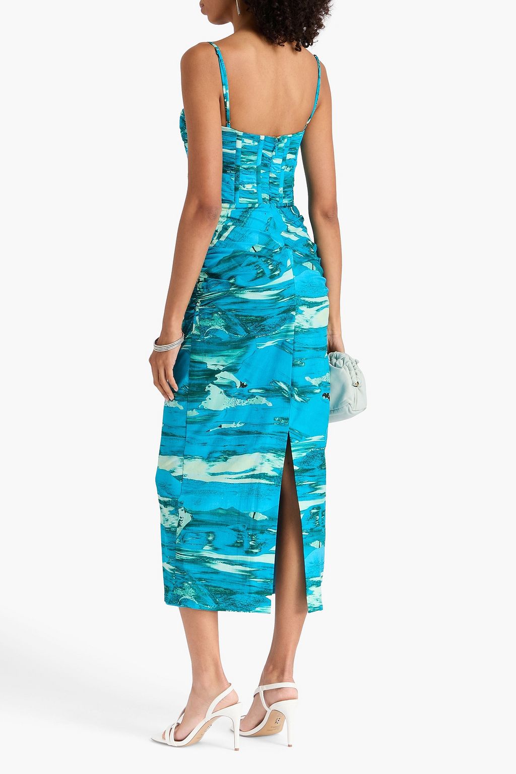 REBECCA VALLANCE Marine Mirage pleated printed stretch-jersey midi dress