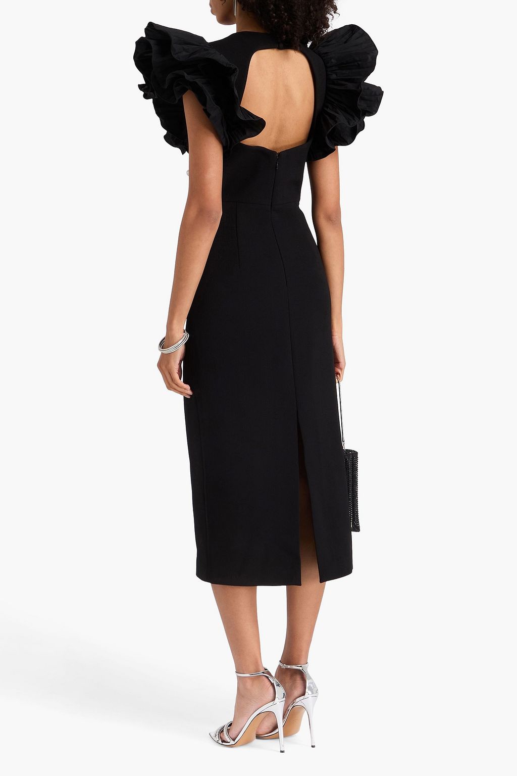 REBECCA VALLANCE Ella ruffled crepe midi dress