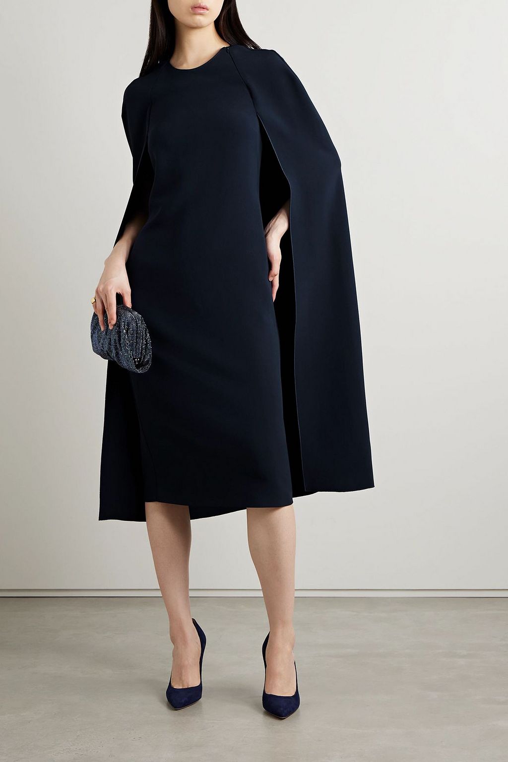STELLA MCCARTNEY Cape-effect crepe midi dress