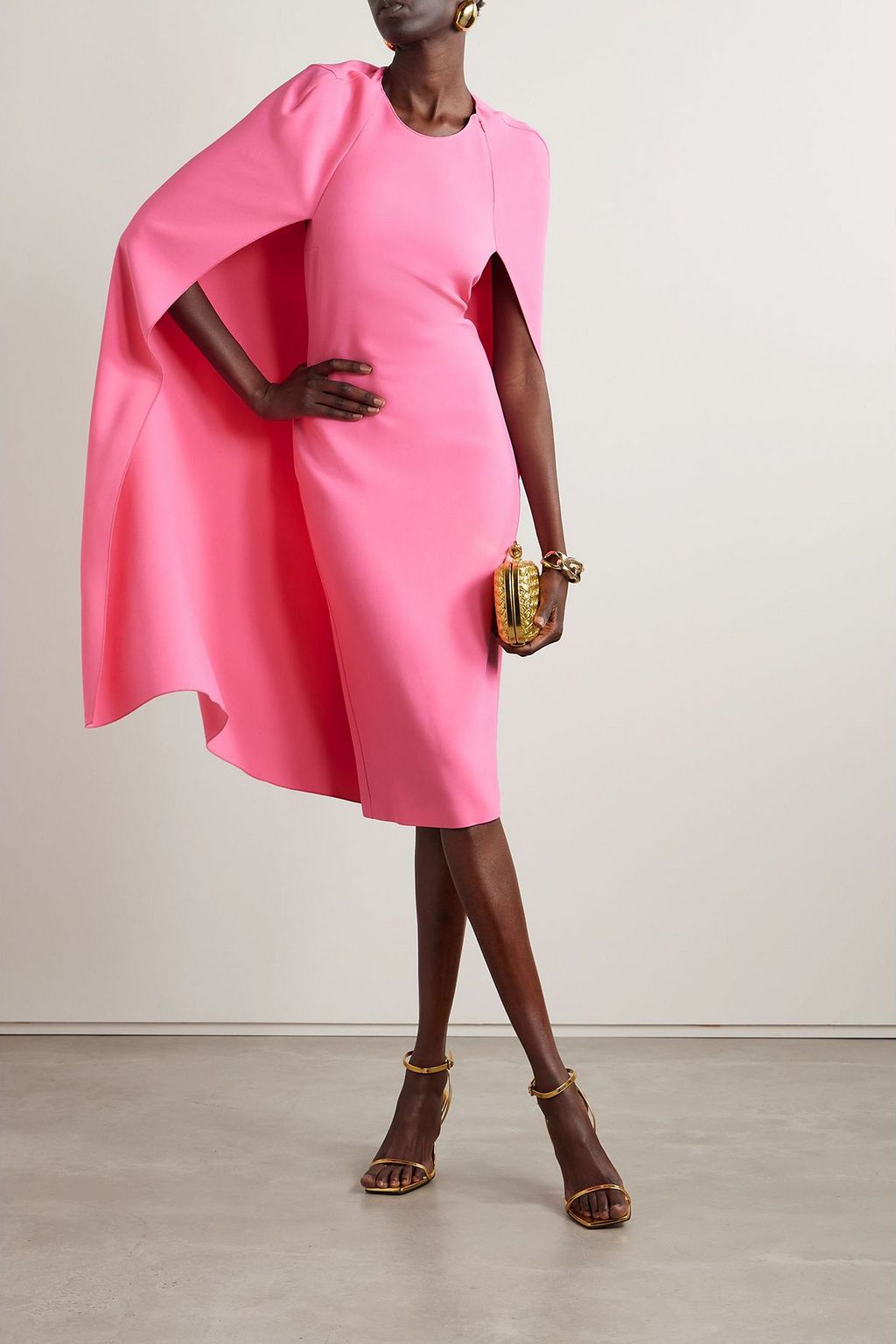 STELLA MCCARTNEY Cape-effect crepe midi dress