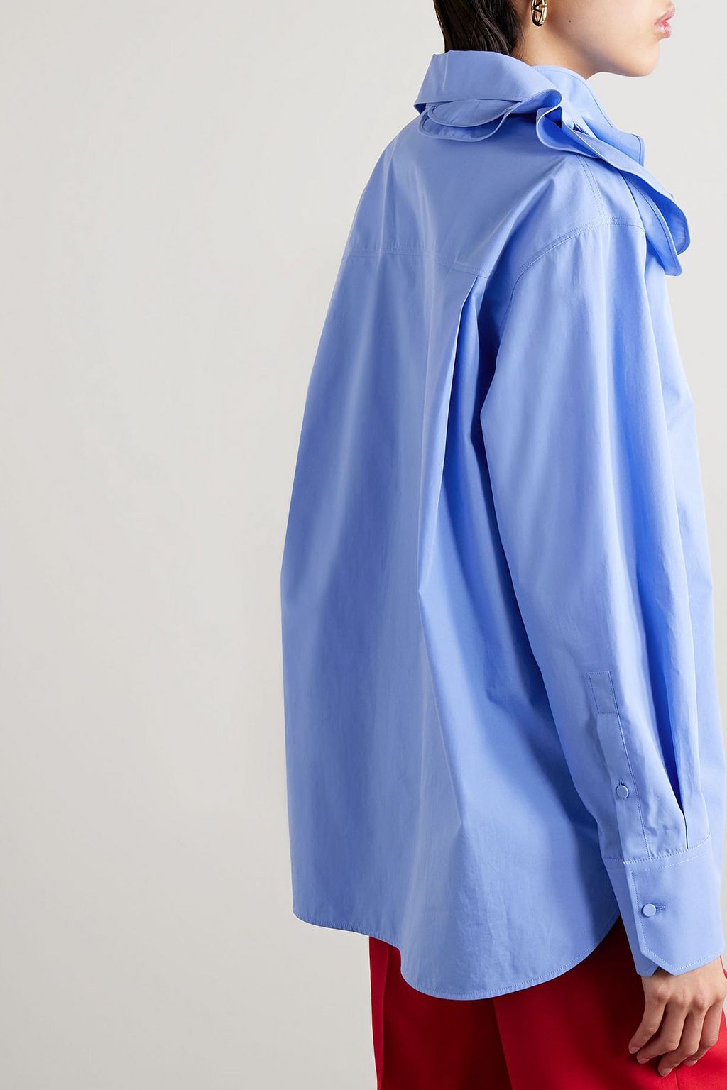 VALENTINO GARAVANI Appliquéd silk-trimmed cotton-poplin shirt