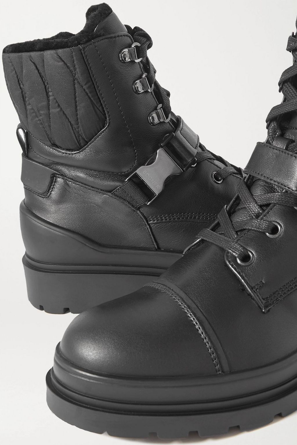 BOGNER St. Moritz shearling-lined leather and quilted shell ankle boots