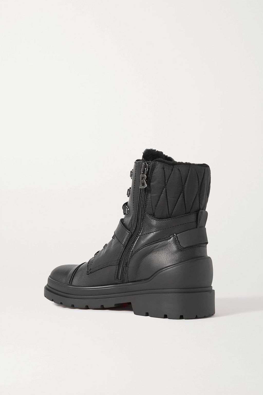 BOGNER St. Moritz shearling-lined leather and quilted shell ankle boots