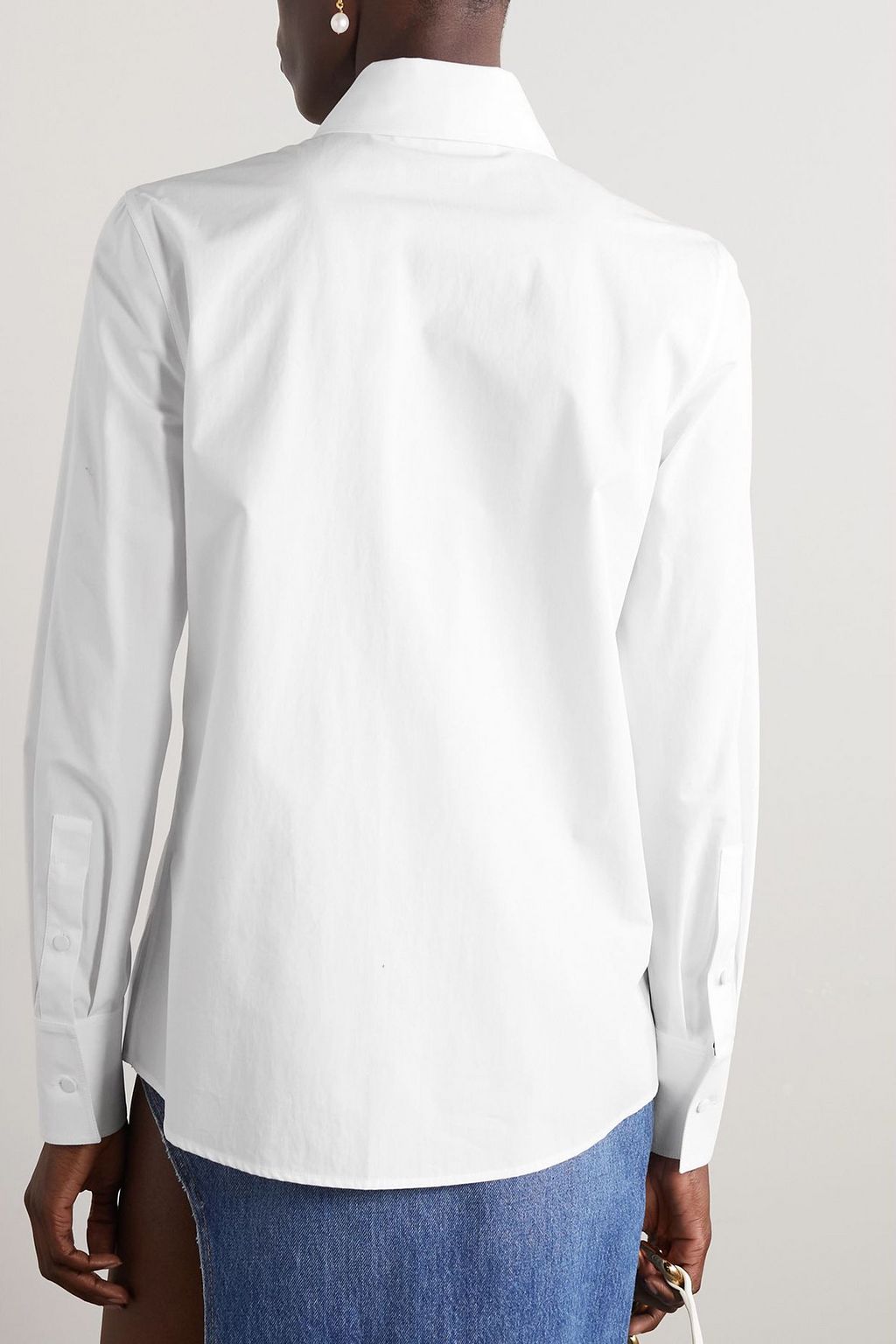 VALENTINO GARAVANI Pussy-bow cotton-poplin shirt