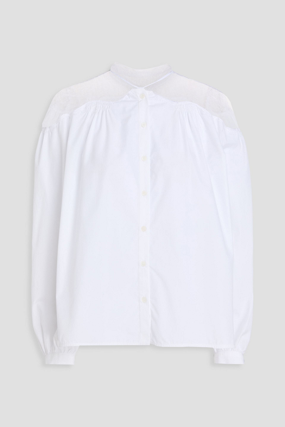 maje - corded lace and cotton-poplin shirt - white - 3