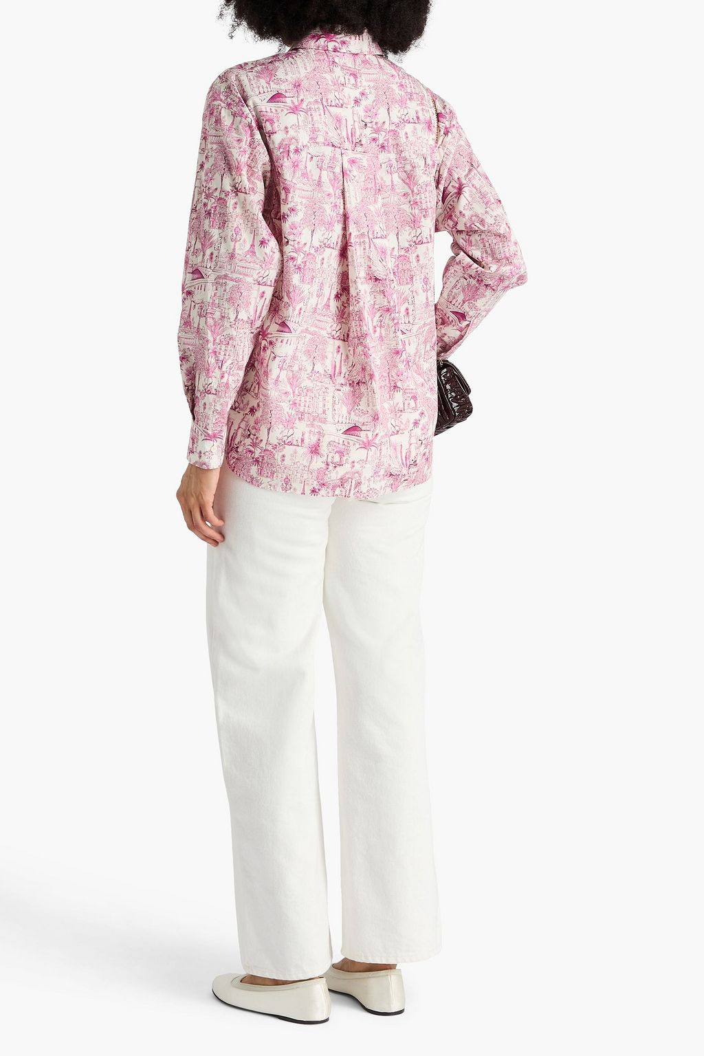 MAJE Printed cotton-poplin shirt