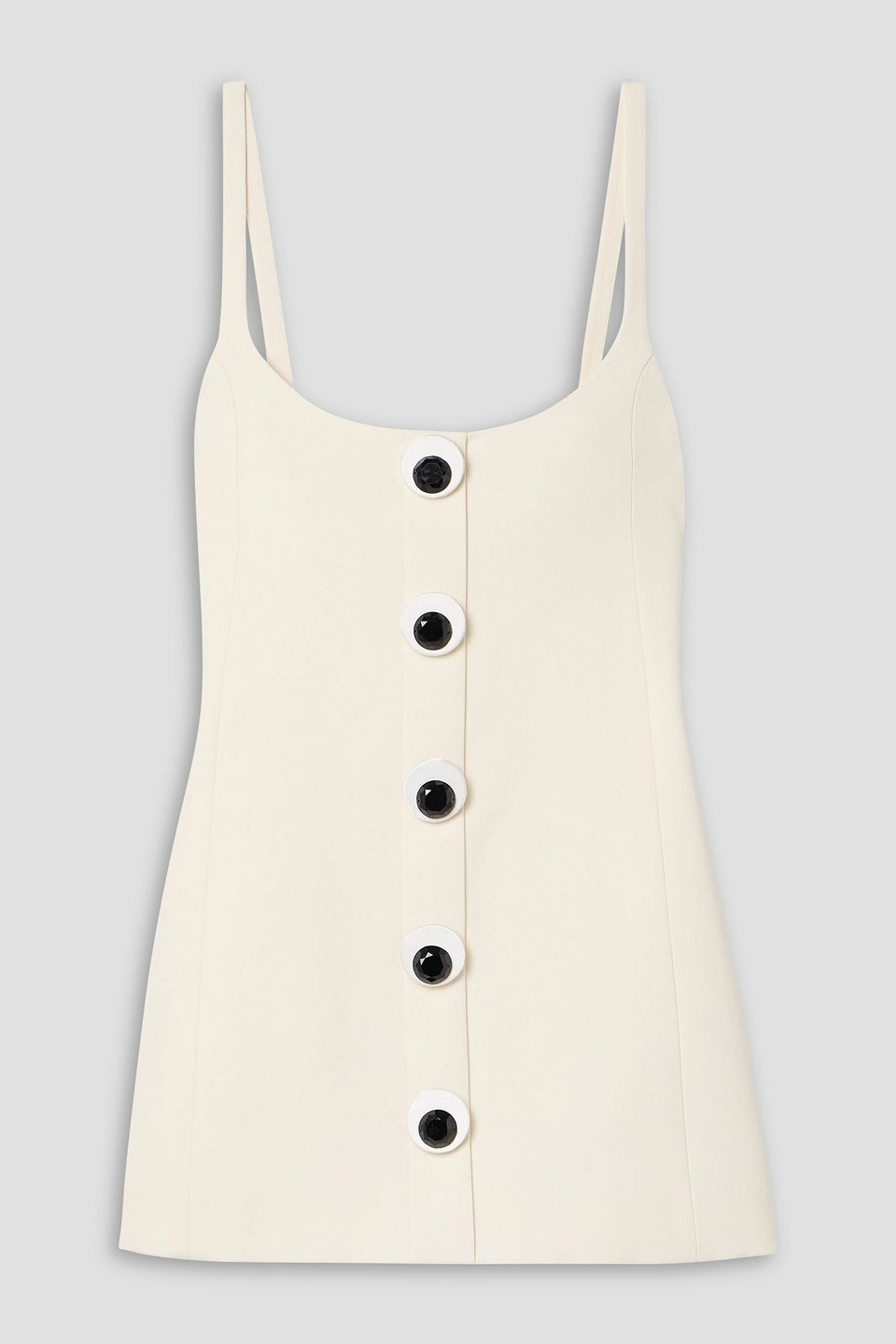 Area Button-embellished Paneled Wool-twill Mini Dress In White