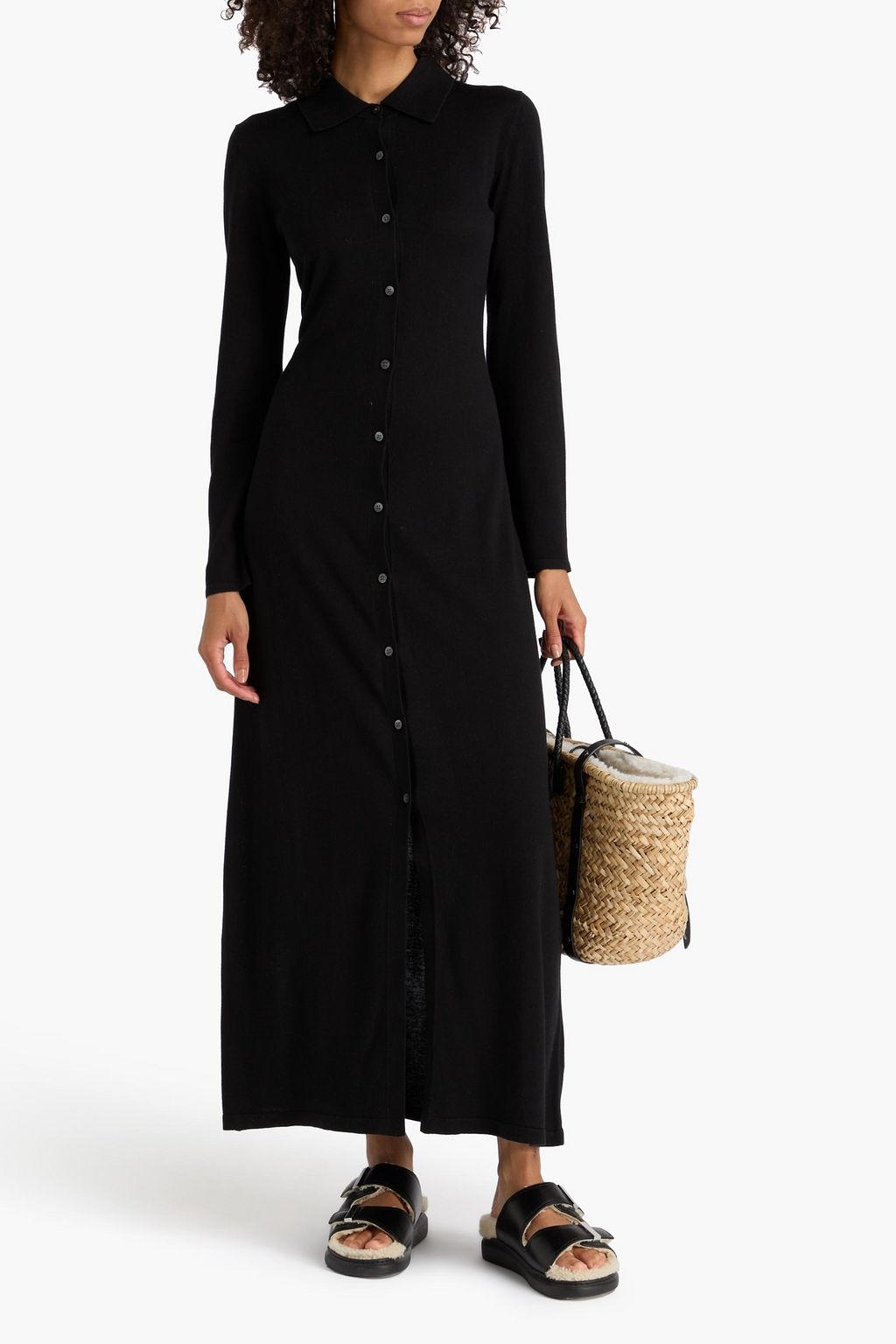 GUEST IN RESIDENCE Showtime silk and linen-blend maxi shirt dress