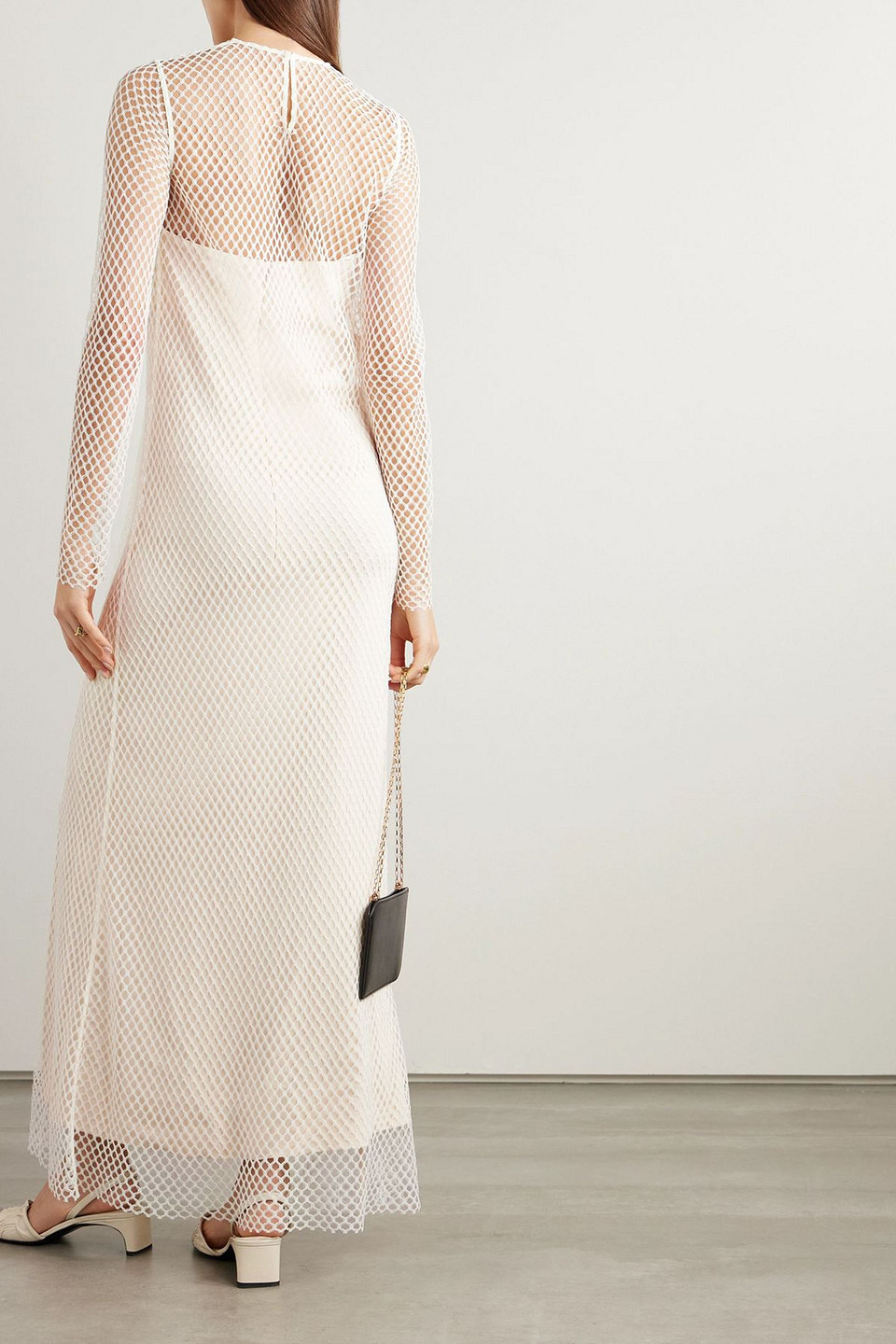 Totême Layered Lace And Crepe Gown In Neutral