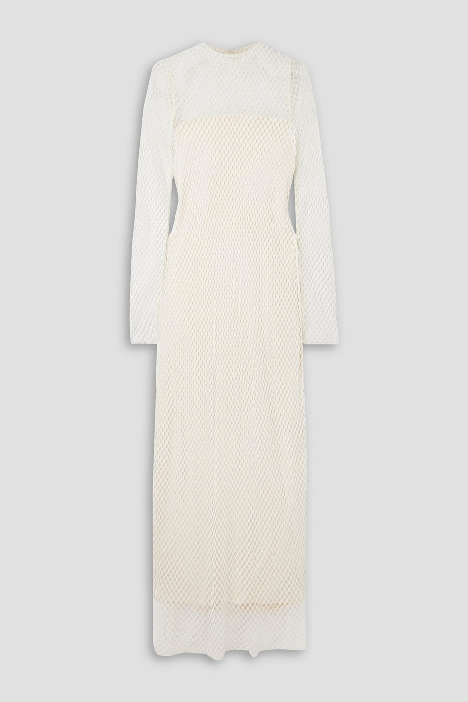 Totême Layered Lace And Crepe Gown In Neutral