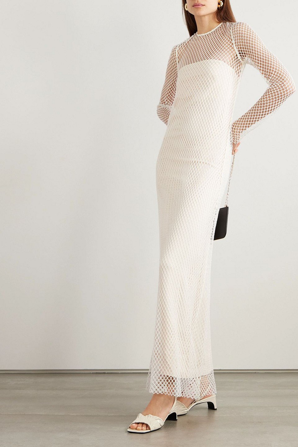 Totême Layered Lace And Crepe Gown In Neutral