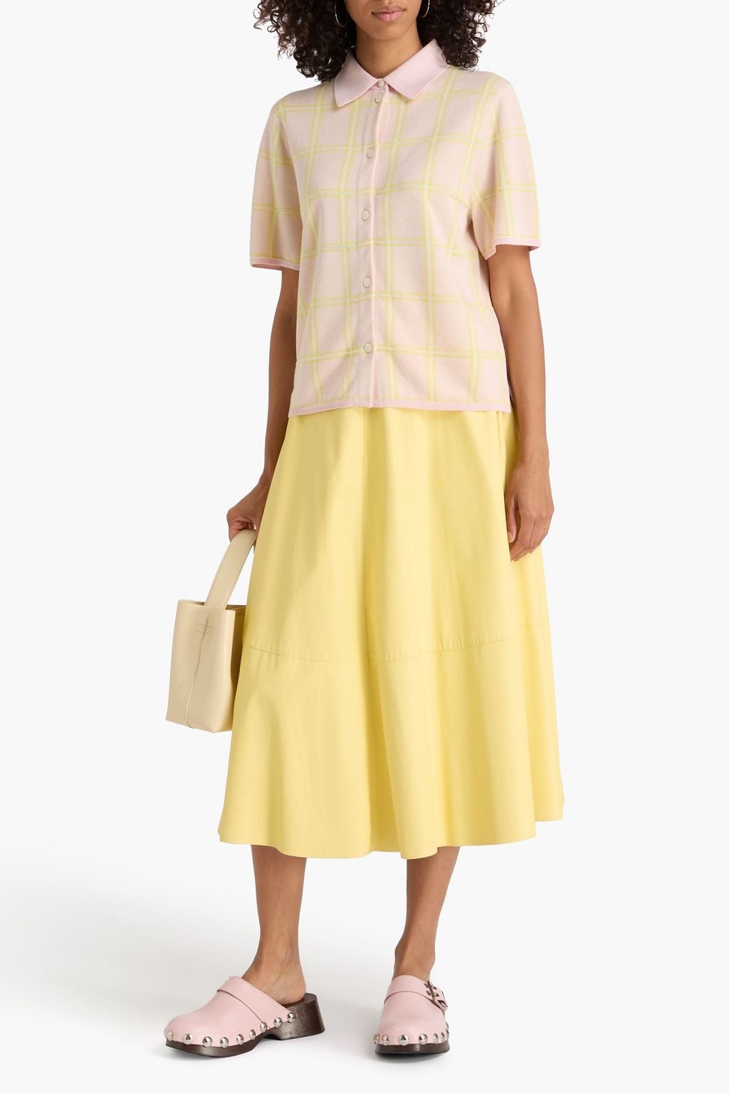 GUEST IN RESIDENCE Checked silk and linen-blend shirt