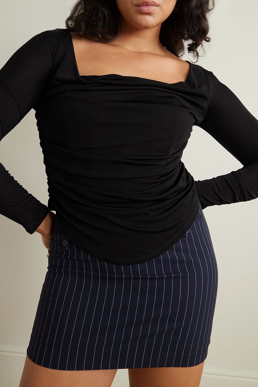 STAUD Solana draped stretch-jersey top