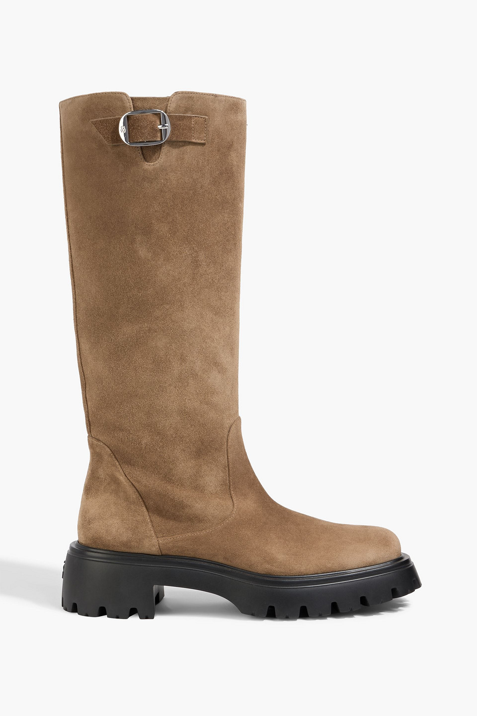Stuart Weitzman Emerson Buckle-detailed Suede Knee Boots In Multi