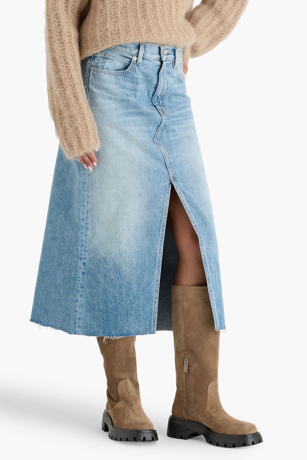 STUART WEITZMAN Emerson buckle-detailed suede knee boots