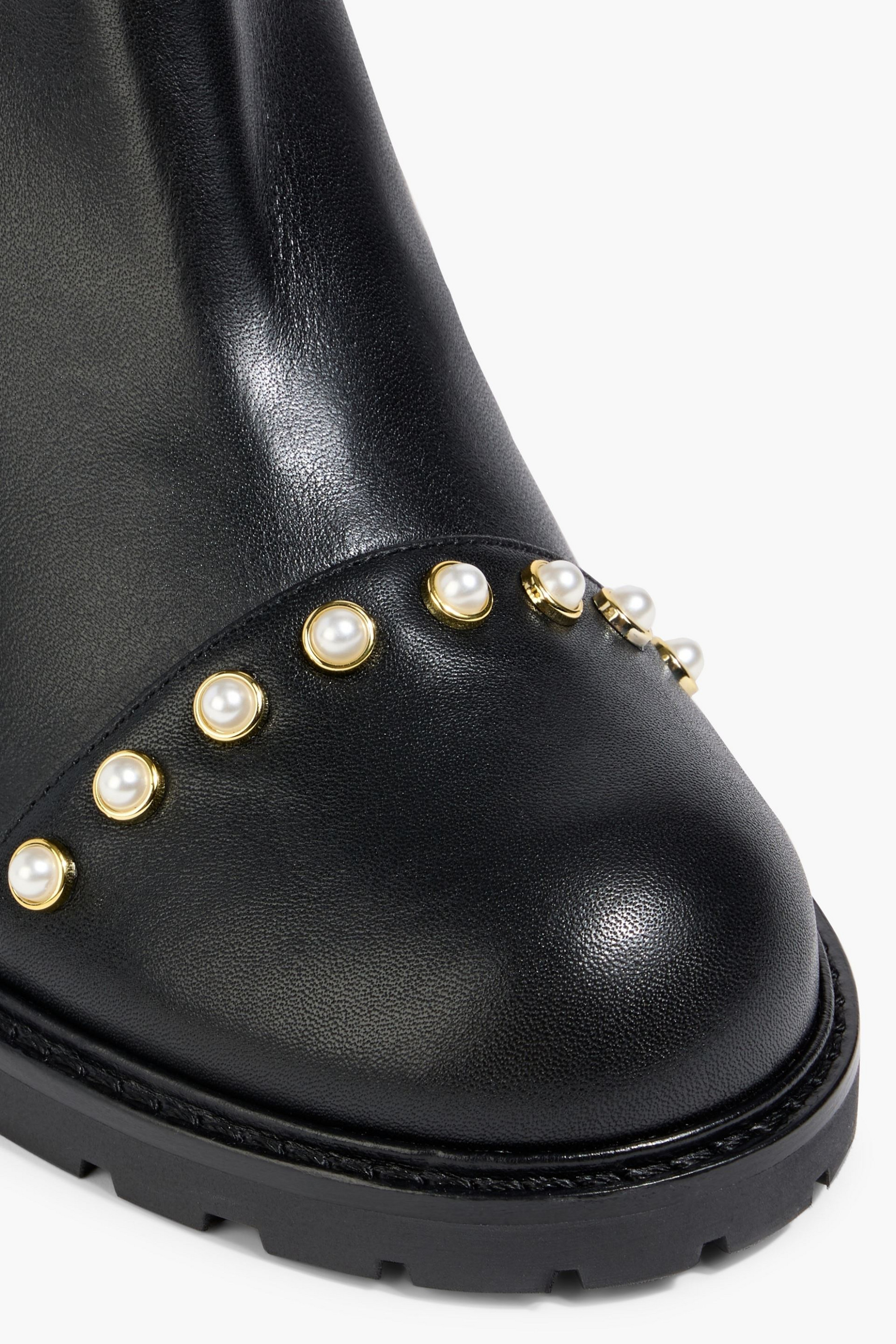 Stuart Weitzman All Pearls embellished leather Chelsea boots