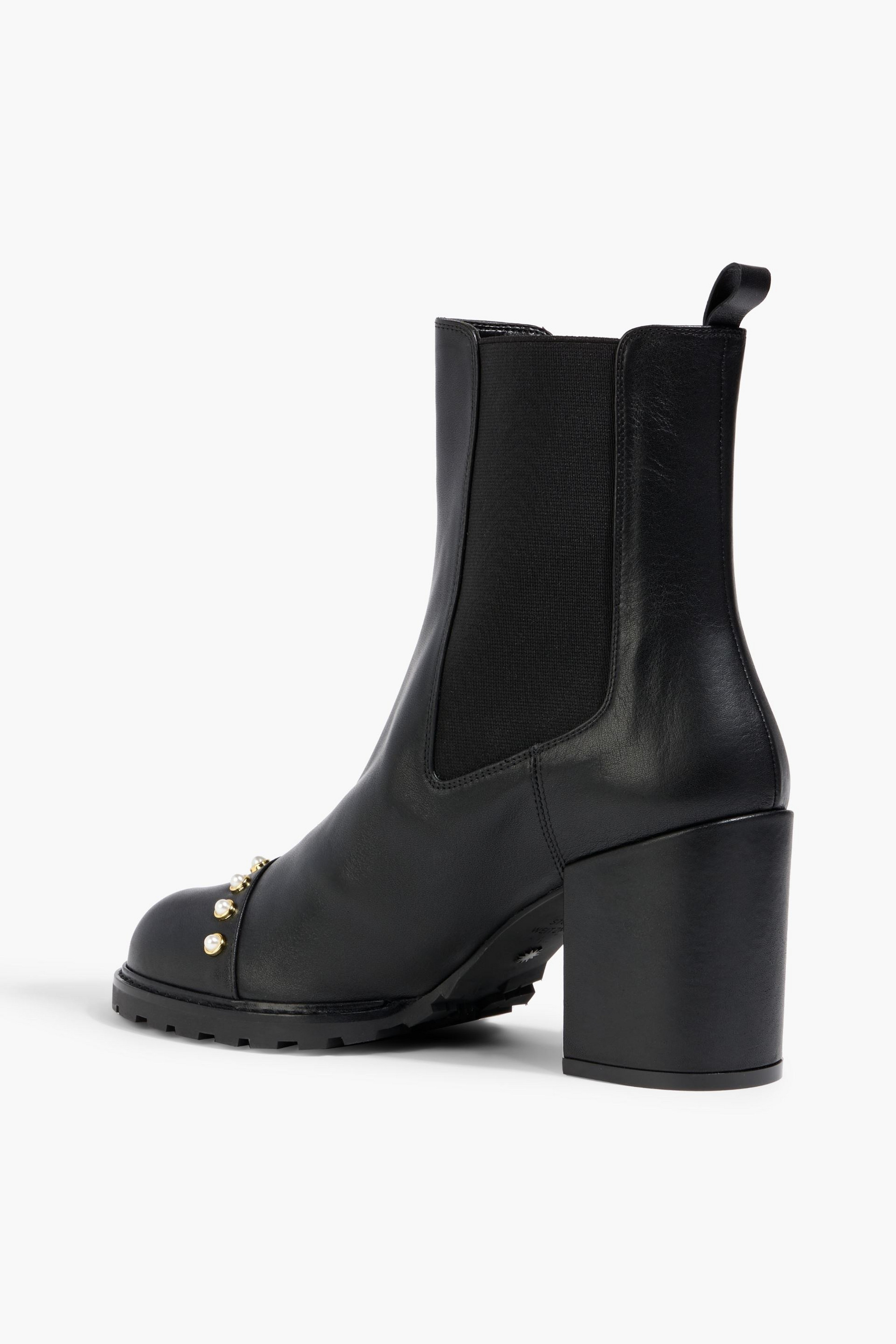 Stuart Weitzman All Pearls embellished leather Chelsea boots