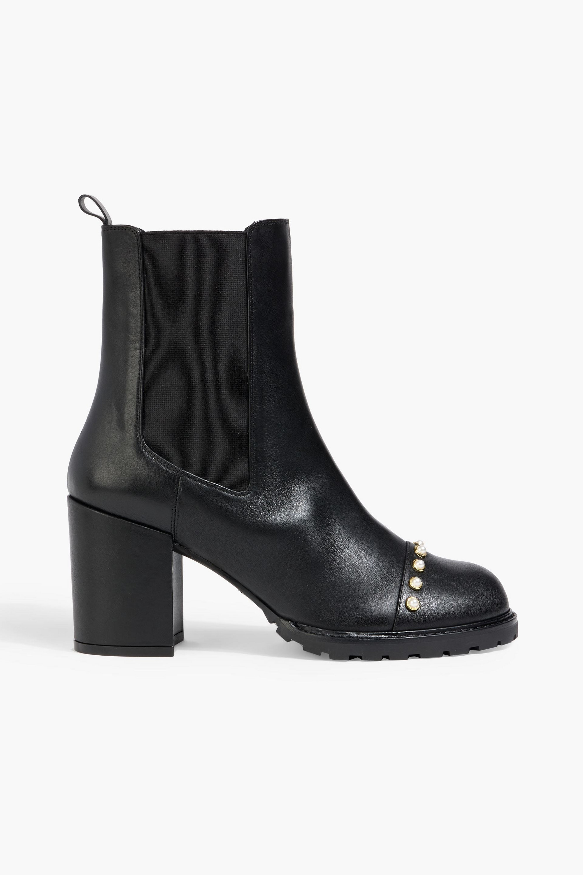 Stuart Weitzman All Pearls embellished leather Chelsea boots