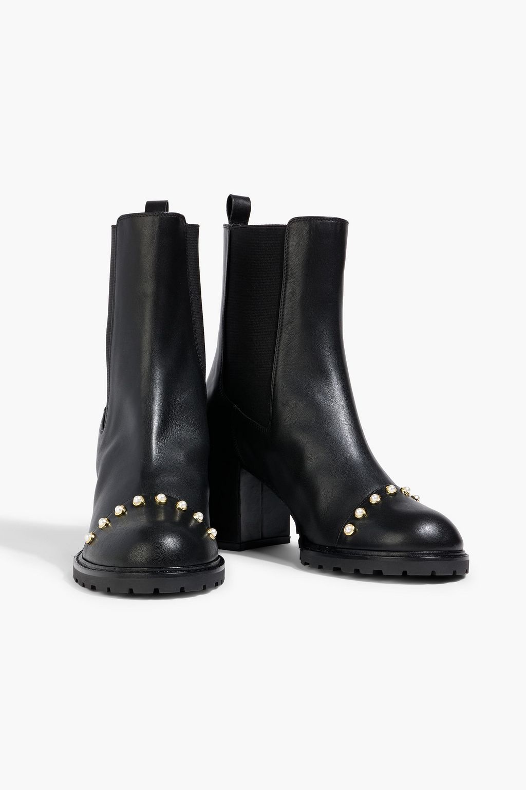 STUART WEITZMAN All Pearls embellished leather Chelsea boots
