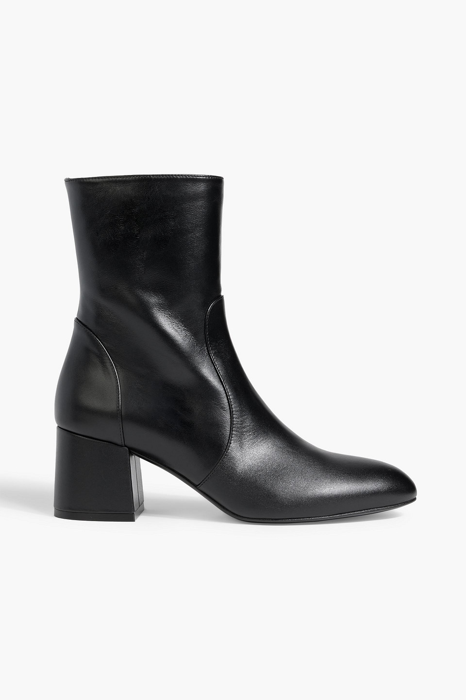 Stuart Weitzman Flareblock Leather Zip Ankle Booties In Black