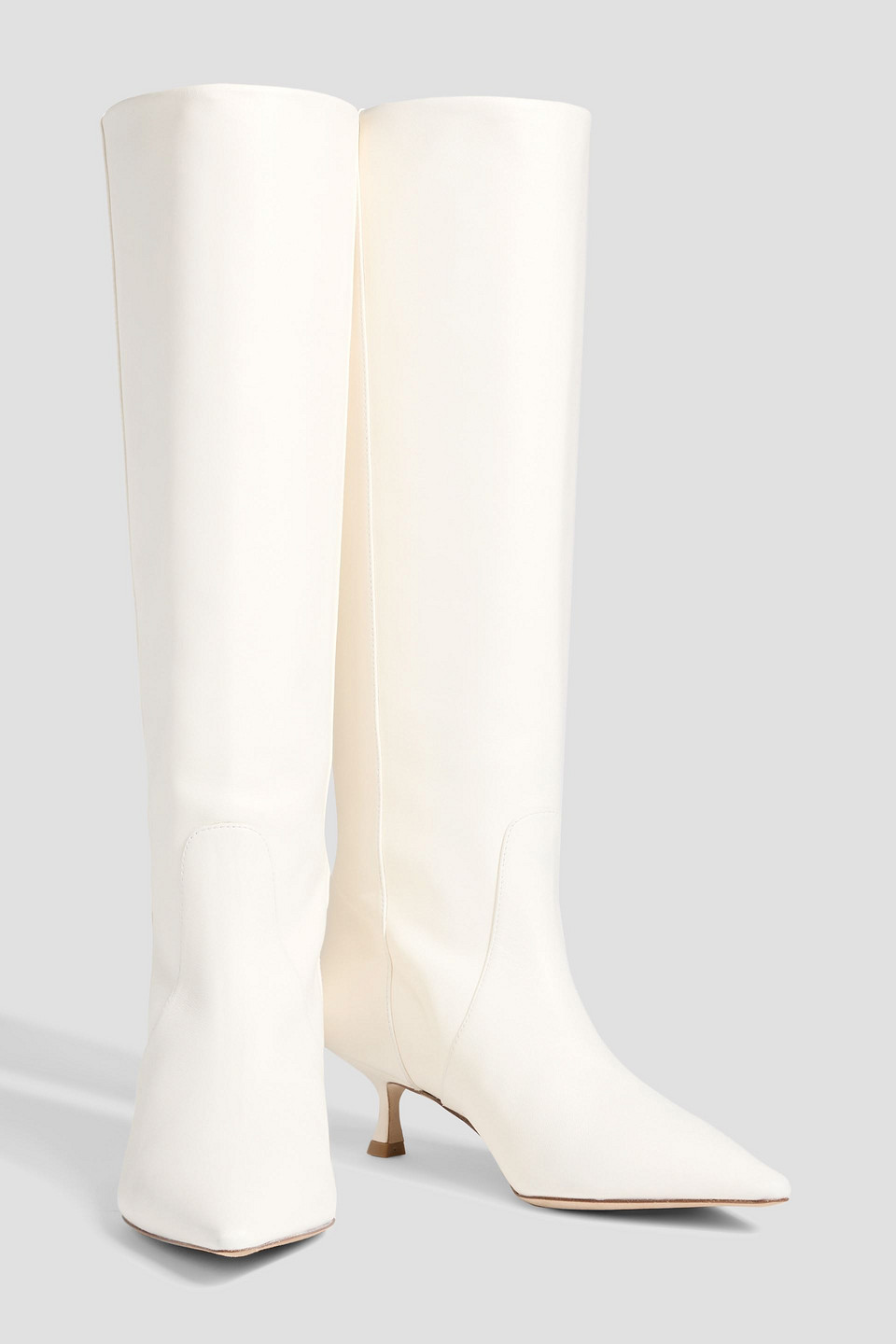 Stuart Weitzman Naomi 50 Leather Knee Boots In White