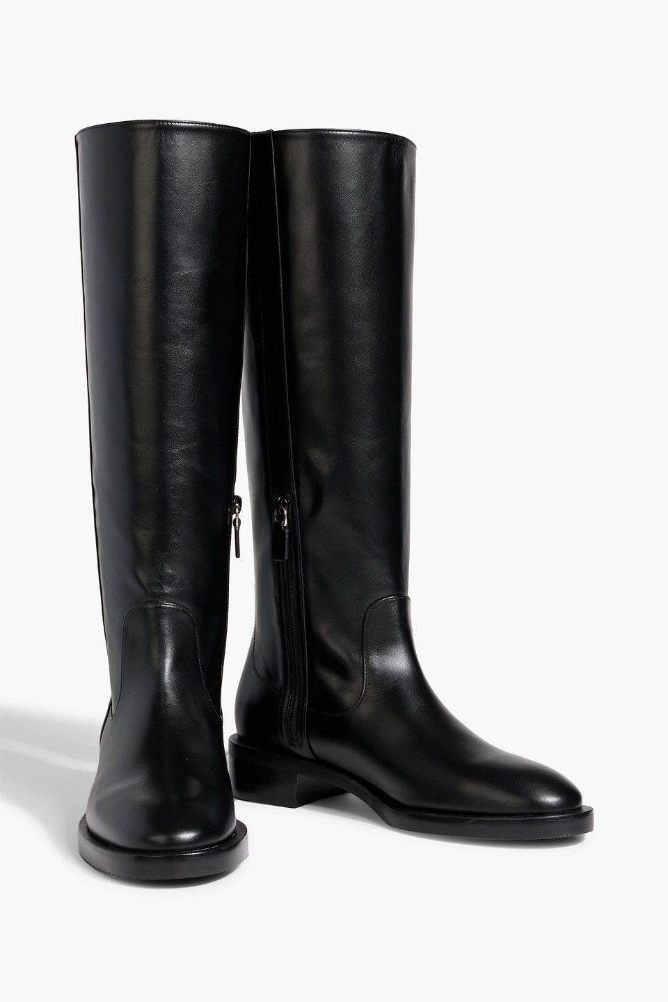 Stuart Weitzman Lenora Leather Knee Boots In Black